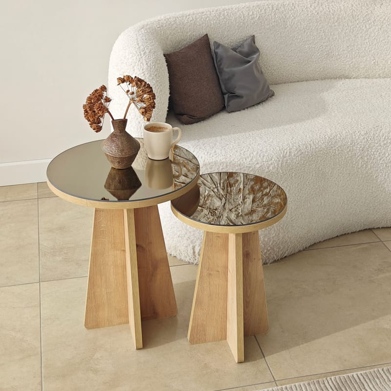 Dasina Sidobord 2 delar 50 cm - Bronzie/Safir Ek - Möbler - Vardagsrum - Soffbord & vardagsrumsbord - Satsbord
