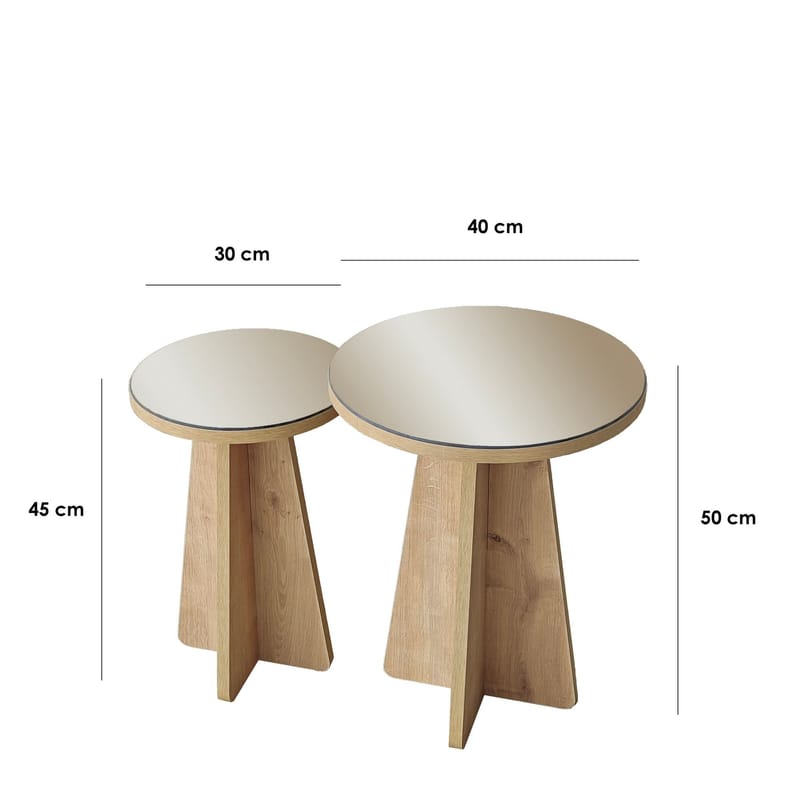 Dasina Sidobord 2 delar 50 cm - Bronzie/Safir Ek - Möbler - Vardagsrum - Soffbord & vardagsrumsbord - Satsbord