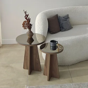 Dasina Sidobord 2 delar 50 cm - Bronzie/Valnöt - Möbler - Vardagsrum - Soffbord & vardagsrumsbord - Satsbord