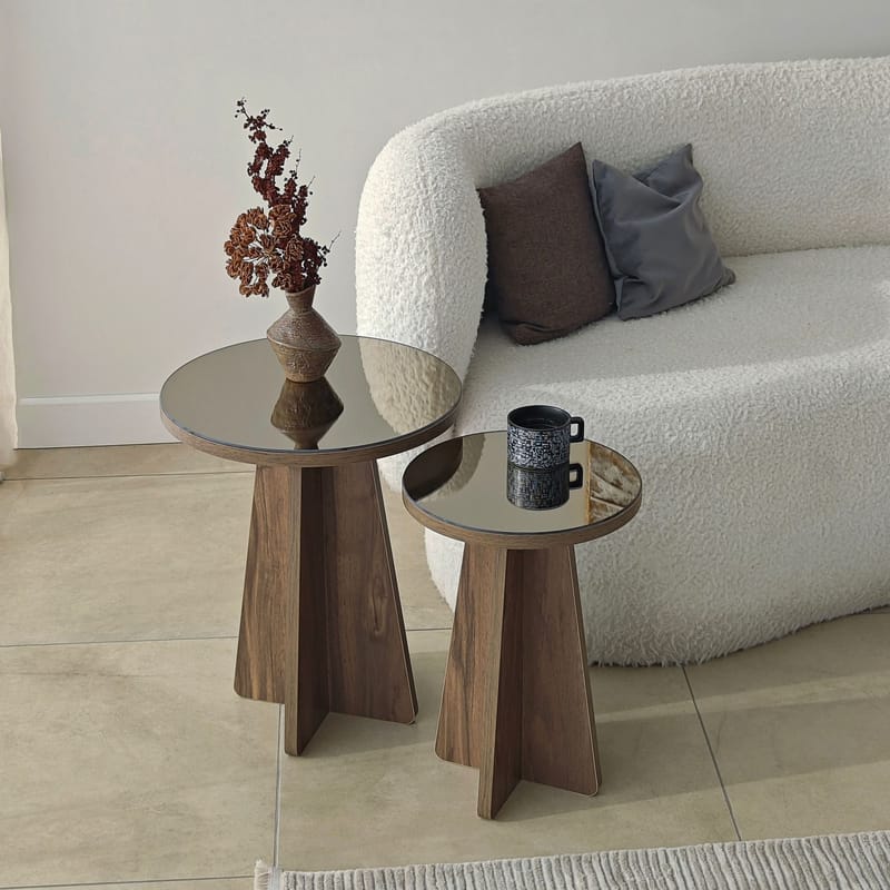 Dasina Sidobord 2 delar 50 cm - Bronzie/Valnöt - Möbler - Vardagsrum - Soffbord & vardagsrumsbord - Satsbord
