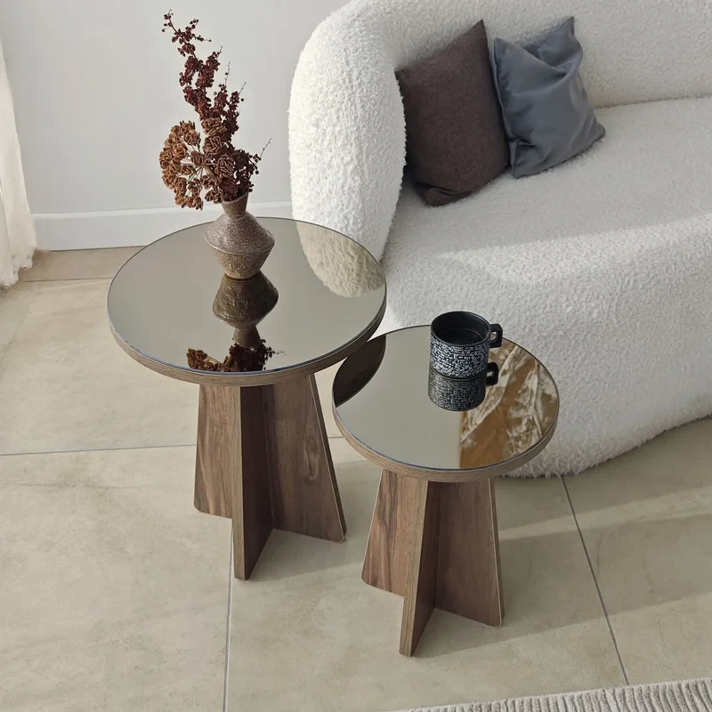 Dasina Sidobord 2 delar 50 cm - Bronzie/Valnöt - Möbler - Vardagsrum - Soffbord & vardagsrumsbord - Satsbord