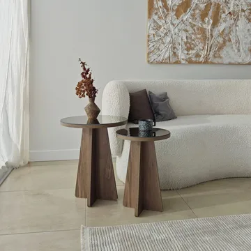 Dasina Sidobord 2 delar 50 cm - Bronzie/Valnöt - Möbler - Vardagsrum - Soffbord & vardagsrumsbord - Satsbord