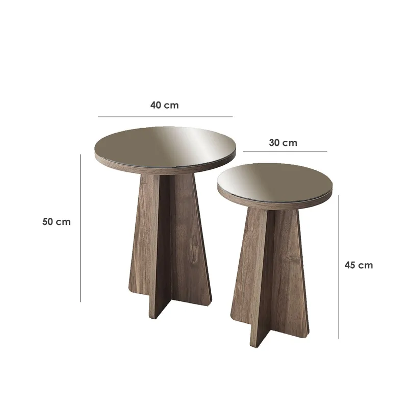 Dasina Sidobord 2 delar 50 cm - Bronzie/Valnöt - Möbler - Vardagsrum - Soffbord & vardagsrumsbord - Satsbord