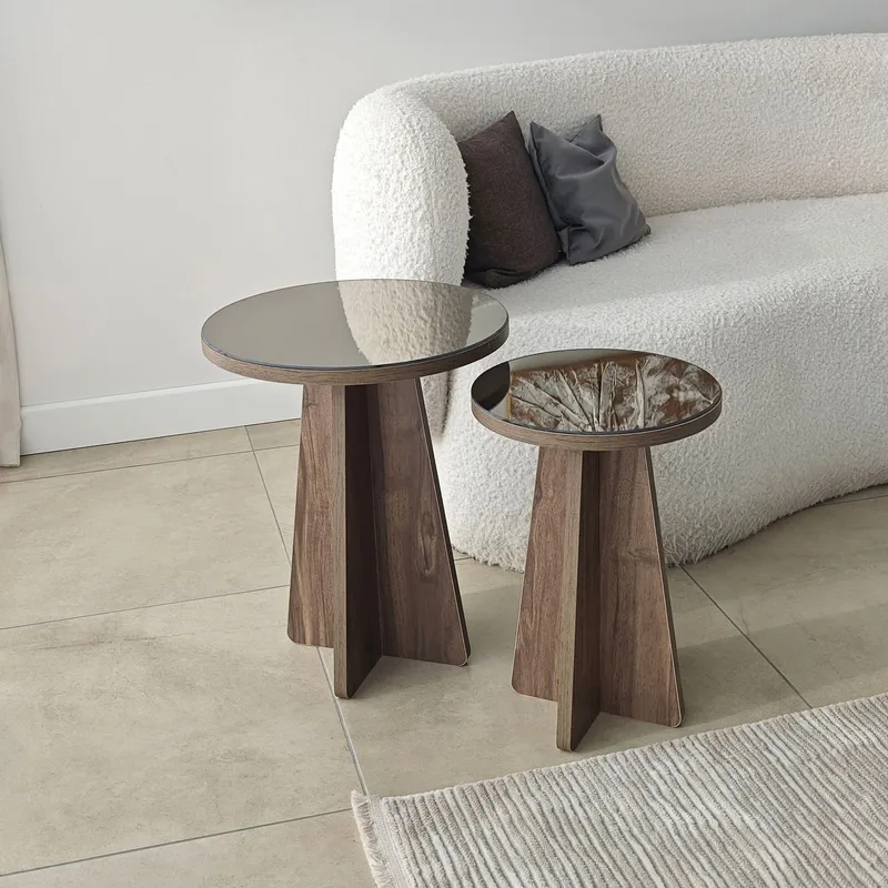 Dasina Sidobord 2 delar 50 cm - Bronzie/Valnöt - Möbler - Vardagsrum - Soffbord & vardagsrumsbord - Satsbord