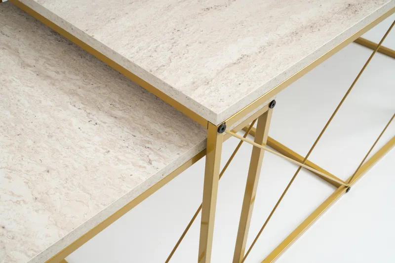 Defneia Soffbord 100 cm - Guld/Marmor - Möbler - Vardagsrum - Soffbord & vardagsrumsbord - Satsbord