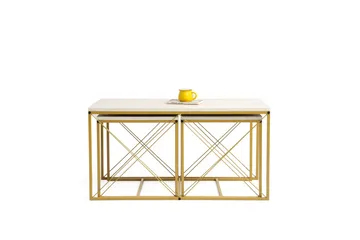 Defneia Soffbord 100 cm - Guld/Marmor - Möbler - Vardagsrum - Soffbord & vardagsrumsbord - Satsbord