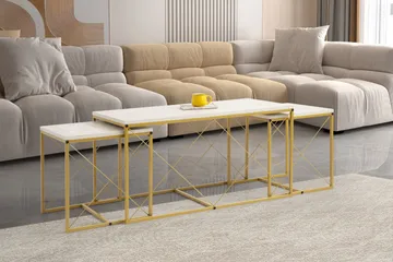 Defneia Soffbord 100 cm - Guld/Marmor - Möbler - Vardagsrum - Soffbord & vardagsrumsbord - Satsbord