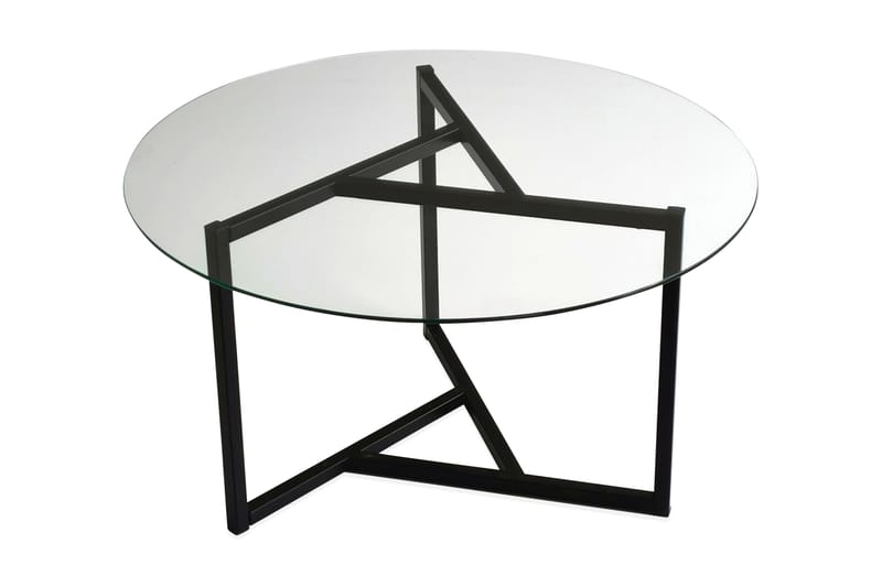 DELARYD Soffbord 75 cm Runt X-formade Ben Glas/Rökfärgad/Sva - Rökfärgat - Bord - Soffbord