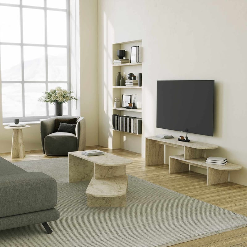 Deliones Soffbord 100 cm - Travertin - Möbler - Vardagsrum - Soffbord & vardagsrumsbord - Soffbord