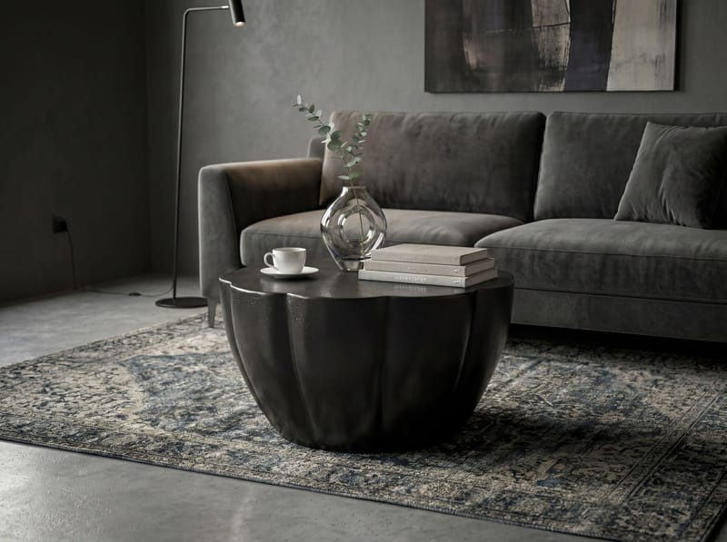 Denora Runt soffbord i aluminium med blomformad bordsskiva - svart - Möbler - Vardagsrum - Soffbord & vardagsrumsbord - Soffbord
