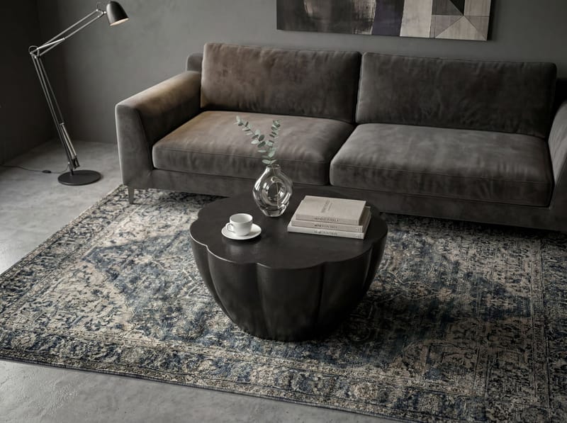 Denora Runt soffbord i aluminium med blomformad bordsskiva - svart - Möbler - Vardagsrum - Soffbord & vardagsrumsbord - Soffbord