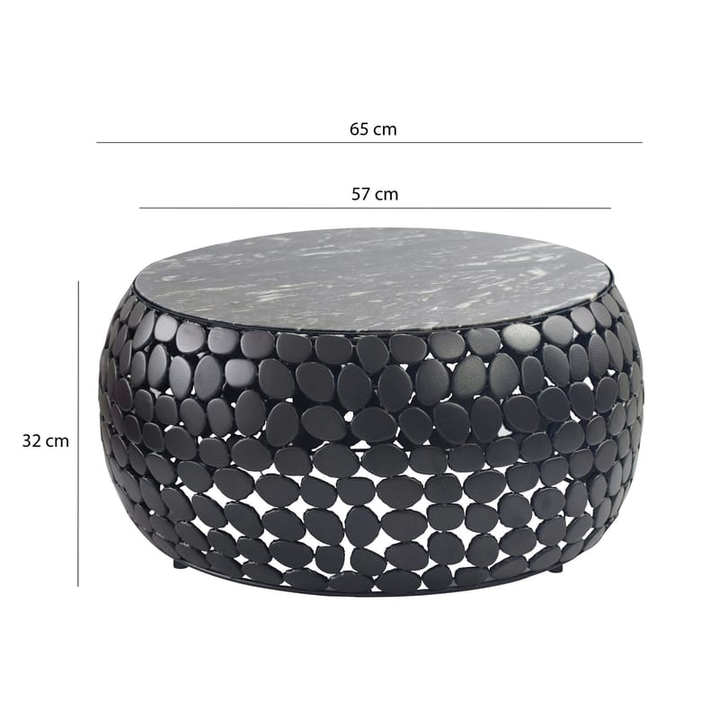 Denvik Runt soffbord 65 cm i aluminium med marmorskiva - svart - Möbler - Vardagsrum - Soffbord & vardagsrumsbord - Soffbord