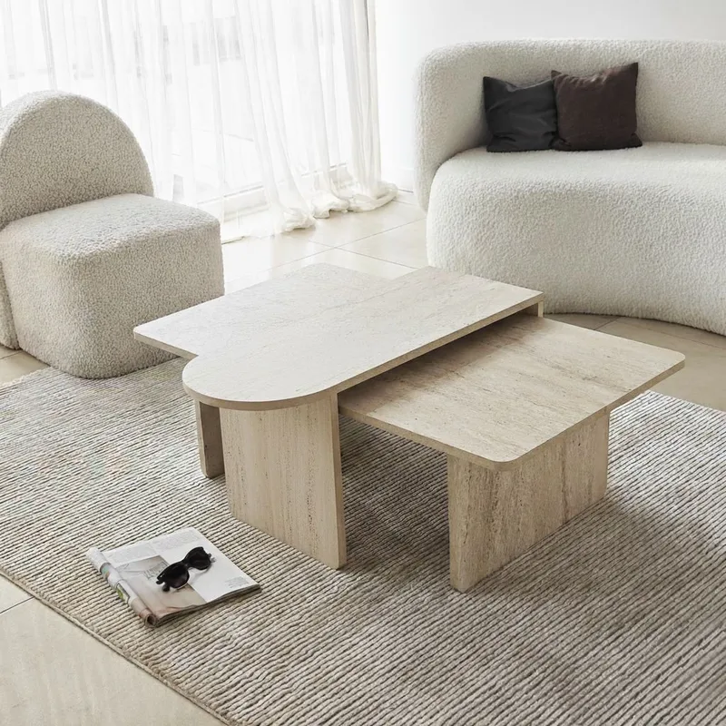 Djarhint Soffbordsset 82 cm - Brons och travertin - Möbler - Vardagsrum - Soffbord & vardagsrumsbord - Soffbord