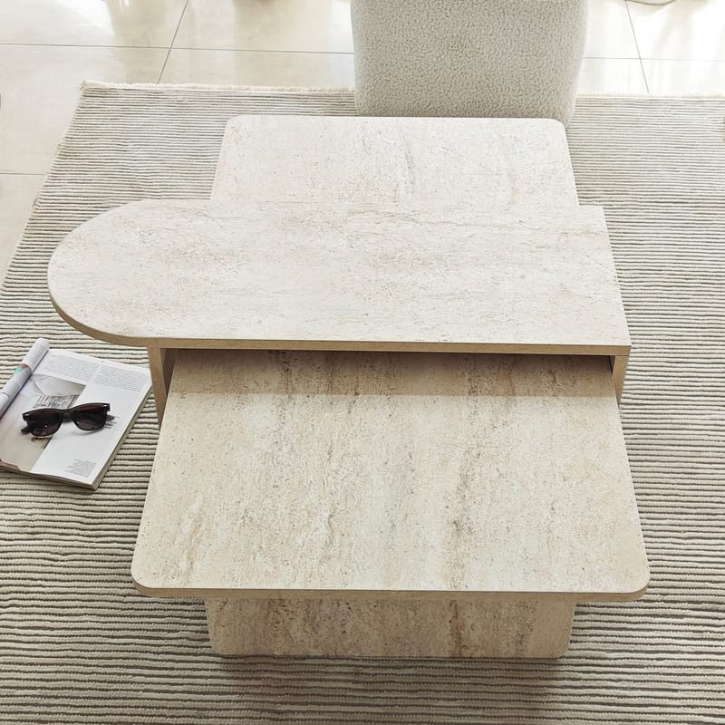 Djarhint Soffbordsset 82 cm - Brons och travertin - Möbler - Vardagsrum - Soffbord & vardagsrumsbord - Soffbord