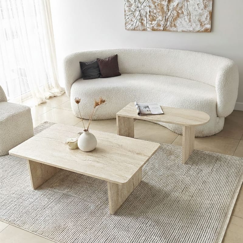 Djarhint Soffbordsset 82 cm - Brons och travertin - Möbler - Vardagsrum - Soffbord & vardagsrumsbord - Soffbord