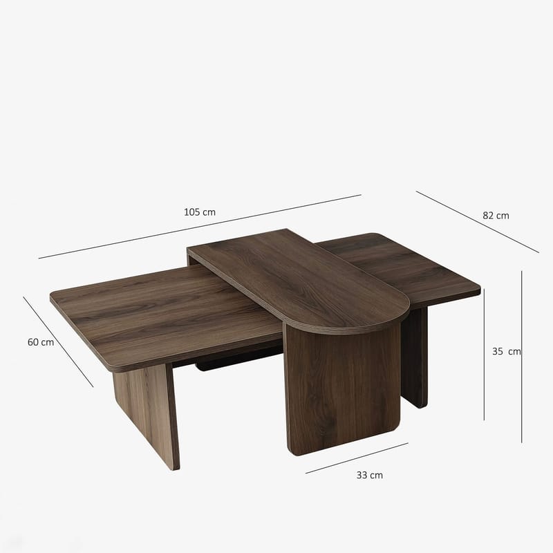 Djarhint Soffbordsset 82 cm - Brons och valnöt - Möbler - Vardagsrum - Soffbord & vardagsrumsbord - Soffbord