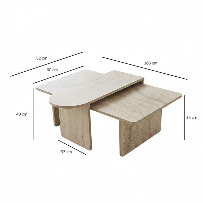 Djarhint Soffbordsset 82 cm - Brons/Travertin - Möbler - Vardagsrum - Soffbord & vardagsrumsbord - Soffbord