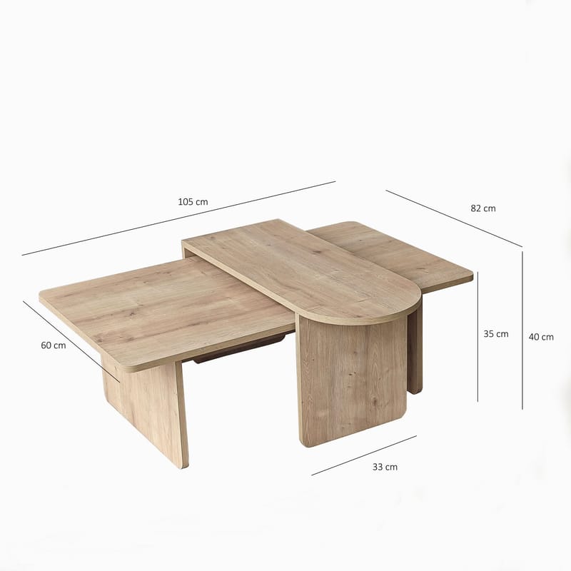 Djarhint Soffbordsset 82 cm - Bronze och Sapphire Oak - Möbler - Vardagsrum - Soffbord & vardagsrumsbord - Soffbord