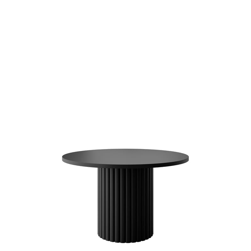 Durvan Runt Soffbord med Ribbad Pelare 67 cm i Trä, Svart
