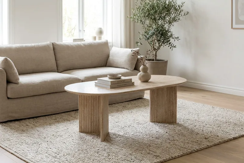 Edda Soffbord Oval 120 cm - Travertin - Möbler - Vardagsrum - Soffbord & vardagsrumsbord - Soffbord