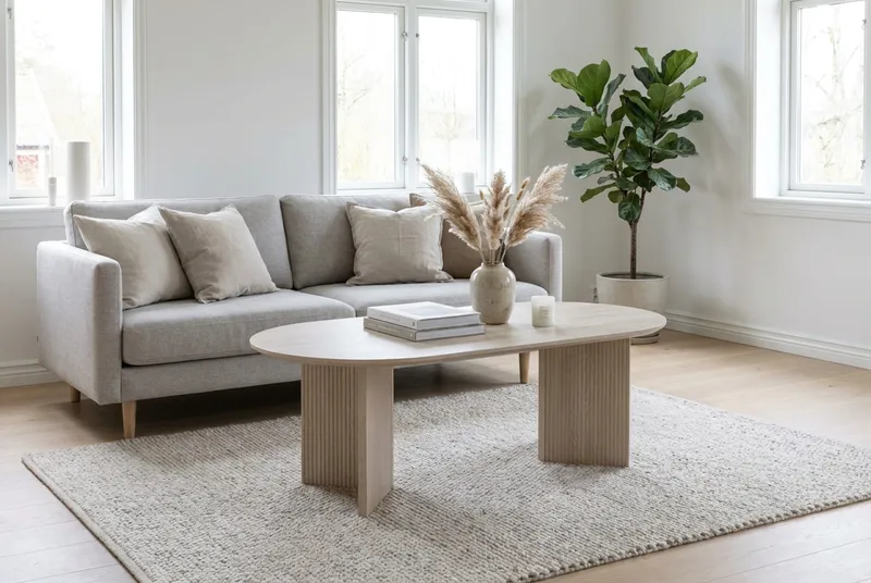 Edda Soffbord Oval 120 cm - Vitlaserad ek - Möbler - Vardagsrum - Soffbord & vardagsrumsbord - Soffbord