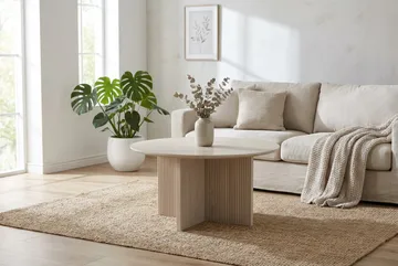 Edda Soffbord Rund 85 cm - Vitlaserad - Möbler - Vardagsrum - Soffbord & vardagsrumsbord - Soffbord