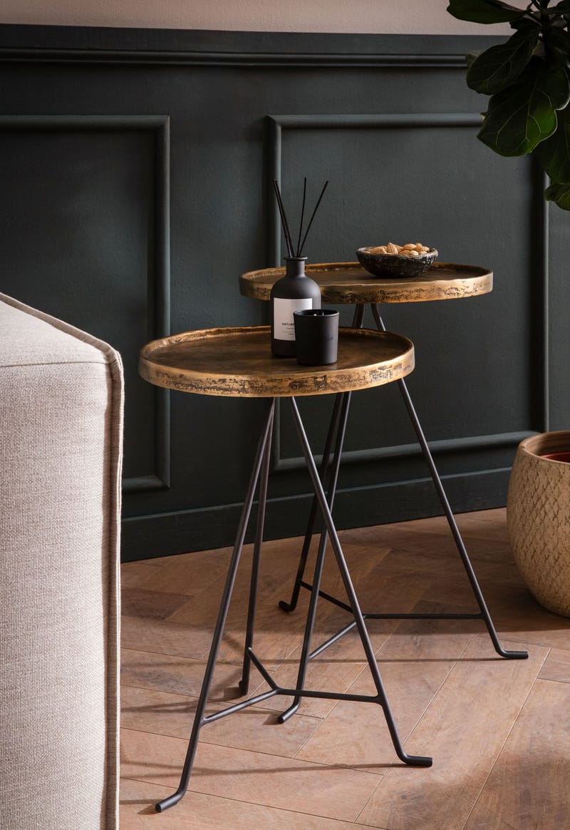 Eliira Satsbord 38 cm Industriell stil - Antikguld och svart - Möbler - Vardagsrum - Soffbord & vardagsrumsbord - Satsbord