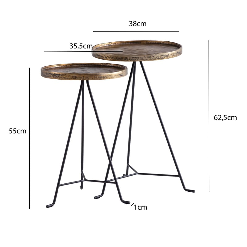 Eliira Satsbord 38 cm Industriell stil - Antikguld och svart - Möbler - Vardagsrum - Soffbord & vardagsrumsbord - Satsbord