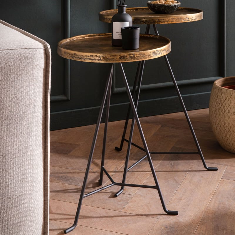 Eliira Satsbord 38 cm Industriell stil - Antikguld och svart - Möbler - Vardagsrum - Soffbord & vardagsrumsbord - Satsbord