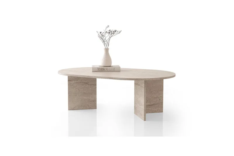 Elith Soffbord 128 cm - Travertine - Möbler - Vardagsrum - Soffbord & vardagsrumsbord - Soffbord