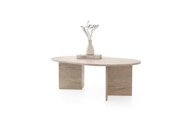Elith Soffbord 128 cm - Travertine - Möbler - Vardagsrum - Soffbord & vardagsrumsbord - Soffbord