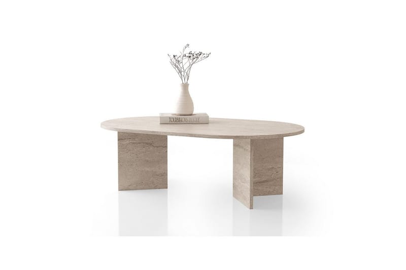 Elith Soffbord 128 cm - Travertine - Möbler - Vardagsrum - Soffbord & vardagsrumsbord - Soffbord