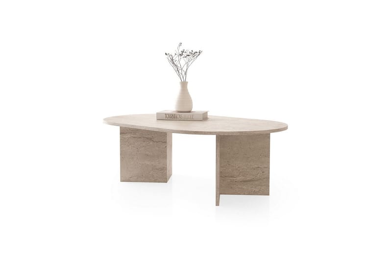 Elith Soffbord 128 cm - Travertine - Möbler - Vardagsrum - Soffbord & vardagsrumsbord - Soffbord