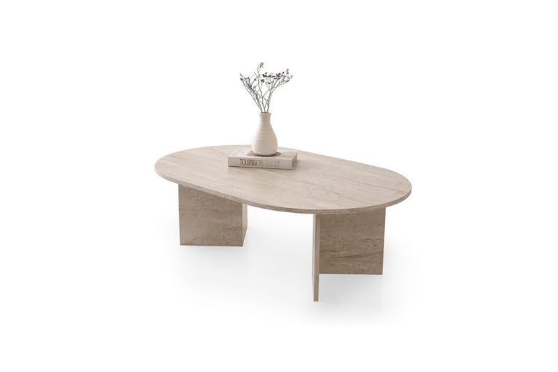 Elith Soffbord 128 cm - Travertine - Möbler - Vardagsrum - Soffbord & vardagsrumsbord - Soffbord