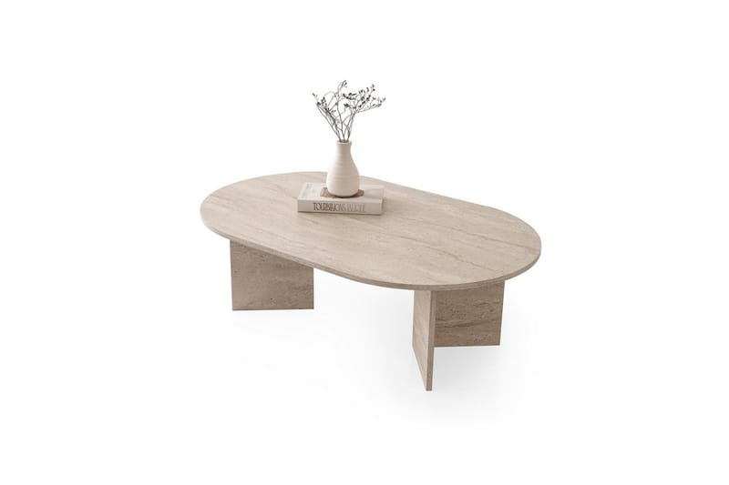 Elith Soffbord 128 cm - Travertine - Möbler - Vardagsrum - Soffbord & vardagsrumsbord - Soffbord