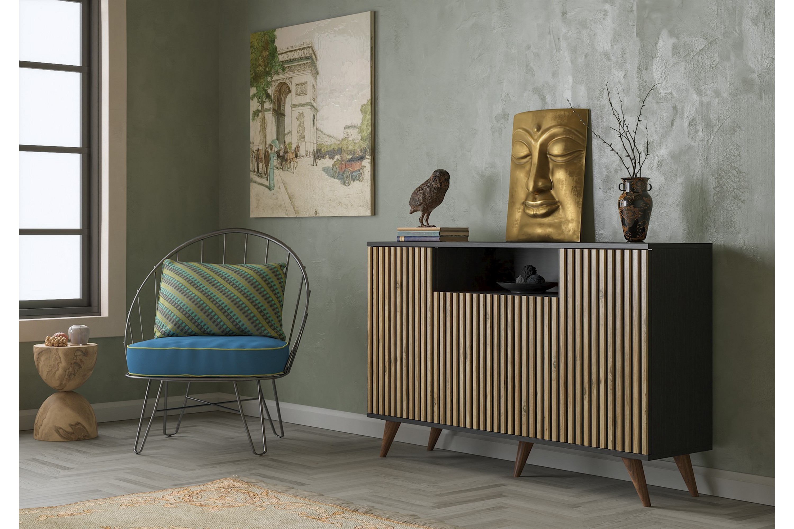 elspet konsollbord 140 cm svart/brun -