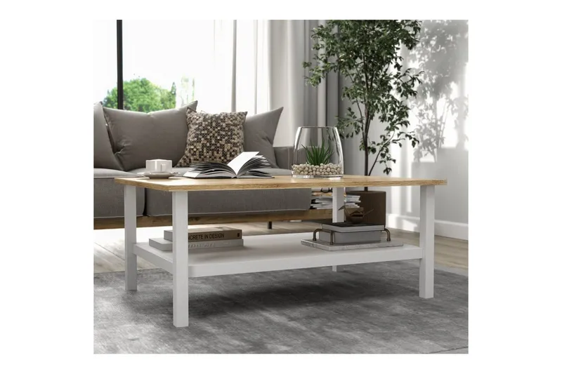 Elvano Soffbord 100 cm - Natur/Vit - Möbler - Vardagsrum - Soffbord & vardagsrumsbord - Soffbord