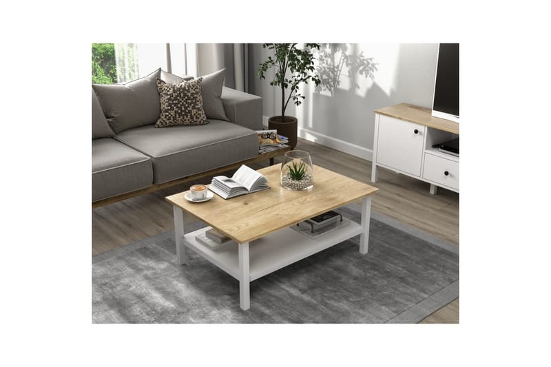 Elvano Soffbord 100 cm - Natur/Vit - Möbler - Vardagsrum - Soffbord & vardagsrumsbord - Soffbord