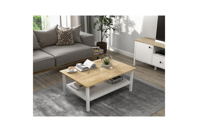 Elvano Soffbord 100 cm - Natur/Vit - Möbler - Vardagsrum - Soffbord & vardagsrumsbord - Soffbord