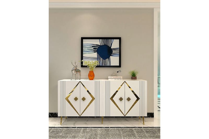 Elvon Konsollbord 150 cm - Vit/Guld - Möbler - Vardagsrum - Soffbord & vardagsrumsbord - Avlastningsbord & konsolbord