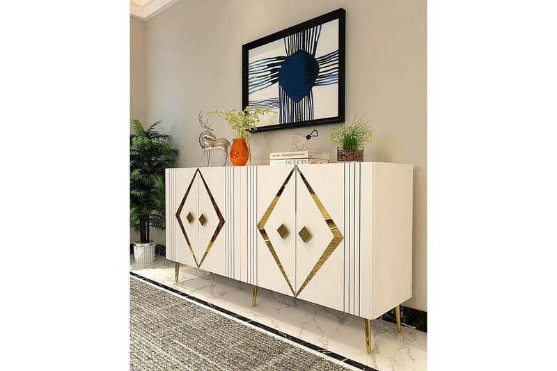 Elvon Konsollbord 150 cm - Vit/Guld - Möbler - Vardagsrum - Soffbord & vardagsrumsbord - Avlastningsbord & konsolbord