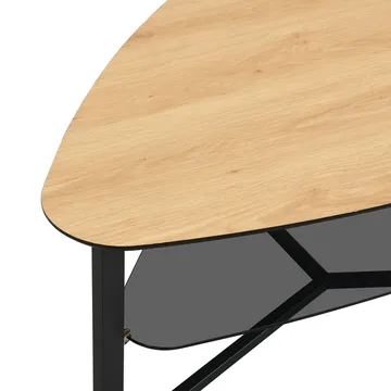 Erlona Soffbord 110 cm njurformat med eklook, glashylla och metallstomme - eklook / svart - Möbler - Vardagsrum - Soffbord & vardagsrumsbord - Soffbord
