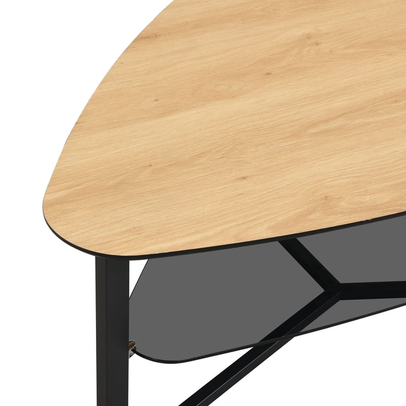 Erlona Soffbord 110 cm njurformat med eklook, glashylla och metallstomme - eklook / svart - Möbler - Vardagsrum - Soffbord & vardagsrumsbord - Soffbord