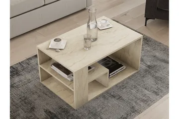 Eros 80 cm Rektangulärt Soffbord med Hyllor i Trä - Beige - Möbler - Vardagsrum - Soffbord & vardagsrumsbord - Soffbord