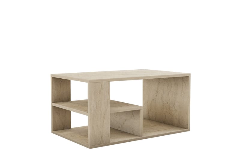 Eros 80 cm Rektangulärt Soffbord med Hyllor i Trä - Beige - Möbler - Vardagsrum - Soffbord & vardagsrumsbord - Soffbord