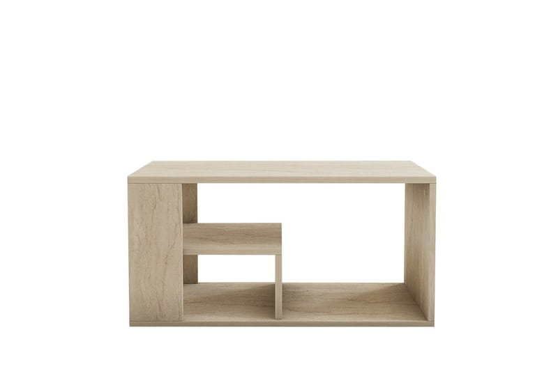 Eros 80 cm Rektangulärt Soffbord med Hyllor i Trä, Beige