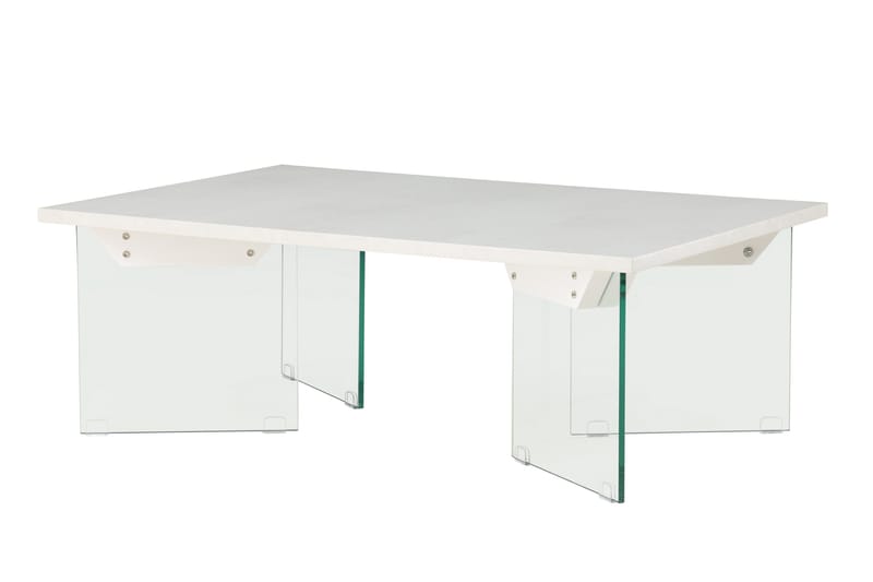 Ester Rektangulärt Soffbord i Trä och Glas - Vit - Möbler - Vardagsrum - Soffbord & vardagsrumsbord - Soffbord