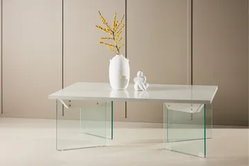 Ester Rektangulärt Soffbord i Trä och Glas - Vit - Möbler - Vardagsrum - Soffbord & vardagsrumsbord - Soffbord