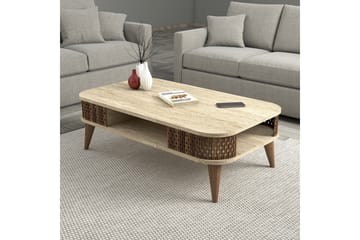 Eylul Rektangulärt Soffbord 105 cm med Hyllor i Trä - Beige - Möbler - Vardagsrum - Soffbord & vardagsrumsbord - Soffbord