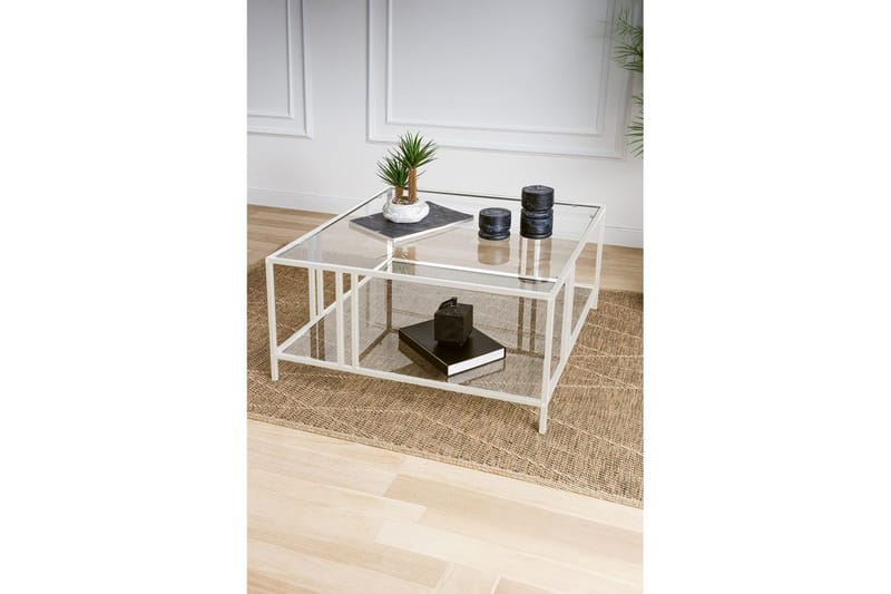 Ezer Soffbord 80 cm - Vit/Transparent - Möbler - Vardagsrum - Soffbord & vardagsrumsbord - Soffbord